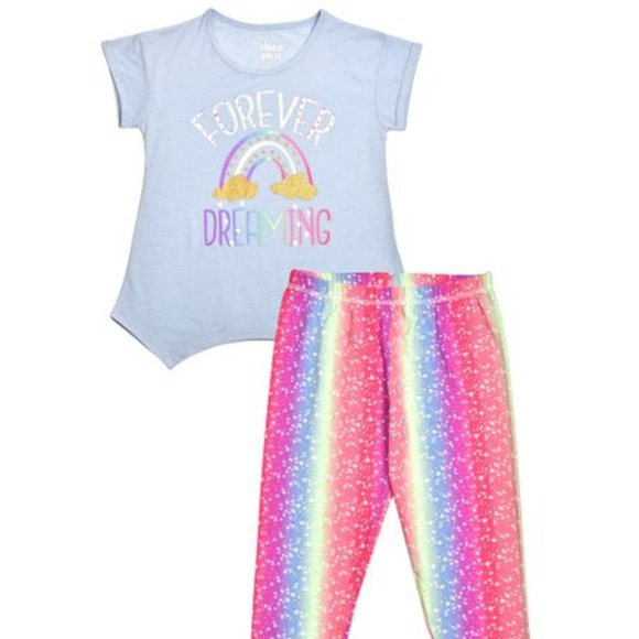 'Forever Dreaming' Rainbow Leggings Pajama Set NWT - Picture 1 of 7